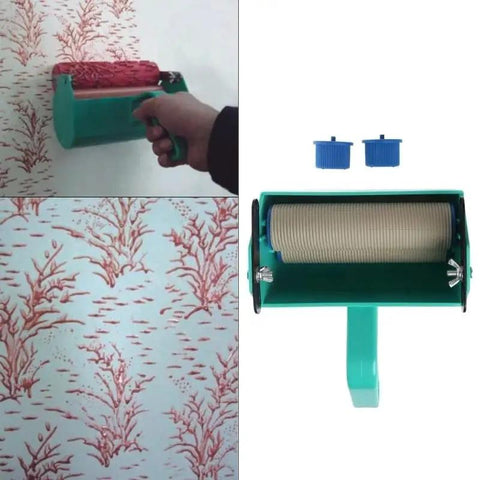 Easy Grip Diy Paint Roller Brush Handle For No Sweat Wall Painting and Smooth Pro Finishes Quick Apply Tool for Indoor Rooms and Outdoor Garden Projects Perfect For Weekend Warrior Homeowners on patterned wall