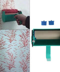 Legit Wall Pattern Roller Brush Handle Set Kicks Off Your DIY Home Project With Ease Heavy Duty Texture Paint Tool in use on wall.