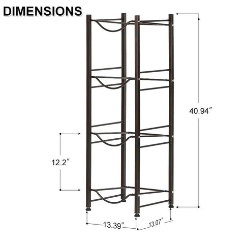 Heavy Duty 4 Tier 5 Gallon Water Jug Rack Stand for Home Office Pantry Steel Water Bottle Holder Dark Brown Finish