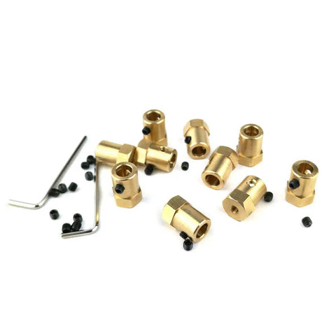 10 Pack 7mm Flexible Motor Couplers For DC Motors And Car Shafts Pro Grade Brass Linkage Connectors With M4 Screws And 4mm Allen Wrenches Great For Wheels Tires And Motor DIY Projects, brass couplers and screws