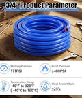 Front view of blue silicone heater hose, 3/4 in ID, 10 ft coil, reinforced for vehicle cooling systems.
