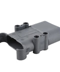 Workhorse Male Forklift Connector For Ev Charging Setup Rated Heavy Duty Beast Mode With 320A And Dc 150V Spec, gray plastic body.