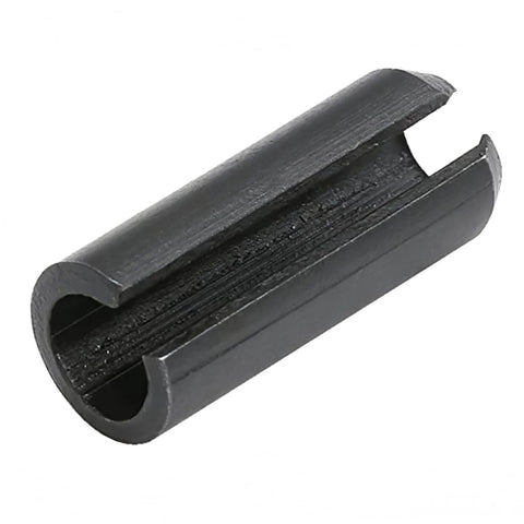 Close-up of a slotted spring dowel pin from the Slotted Spring Dowel Pin Assortment Kit 450 Pieces With Plastic Storage Case For Automotive Mechanical Workshop And Repairs Pro Grade Durable Spring Steel Pins For Cogs Gears Wheels And Precise Alignment Must Have.