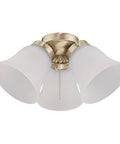 Three Light LED Cluster Ceiling Fan Light Kit in Polished Brass With Frosted Ribbed Glass Shades 2700K Soft White