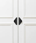 Triangle Cabinet Pulls Set Of 4 Black Aluminum Drawer Handles 64 Mm Center To Center Mounting on white cabinet doors