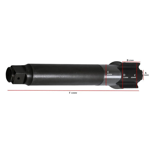 Real Deal 1 Inch Square Driver Extension for Pneumatic Impact Wrenches with 330mm length and heavy duty steel design.