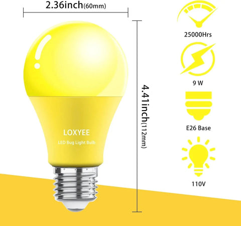 Amber Outdoor Bug Light Bulbs 9W 80W Equivalent E26 Base Flood Lights 2000K Warm Amber Glow for Porch Patio Hallway Decor