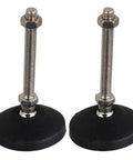 Top Tier Adjustable Furniture Leveling Feet With Universal Joint Nylon Glide Pads And M12 X 100mm Threaded Stems, showing two black nylon pads with threaded stems.