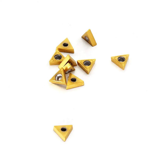 Carbide Turning Inserts TCMT090204 Tin Coated Three Thirty Second Inch Thick One Sixty Fourth Inch Radius Seven Degree Relief For Steel Cast Iron And Non Ferrous Materials Pack Of Ten For CNC Lathe Tool Holders