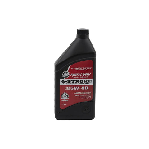 One-liter bottle of 25W-40 marine engine oil for 4 Stroke Outboard Oil Change Kit For 40 50 60HP EFI Outboards Includes 25W 40 Marine Engine Oil DIY Friendly Maintenance Premium Cam Wear Protection All In One Lubrication Bundle.
