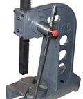 Badge Worthy Badass 5 Ton Arbor Press With Rock Solid Cast Iron Base And Removable Steel Anvil side view on workbench for precision shop tasks.