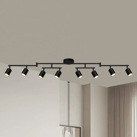 Eight Light Matte Black LED Track Lighting System For Kitchen And Hallway Adjustable Rotatable Heads Modern Ceiling Track Lights No GU10 Bulbs Needed