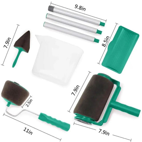Pour And Paint Wall Roller Brush With Comfort Grip Handle For Flawless Indoor And Outdoor Finishes Skip The Mess Easy DIY kit components including roller, edger, and paint cup.