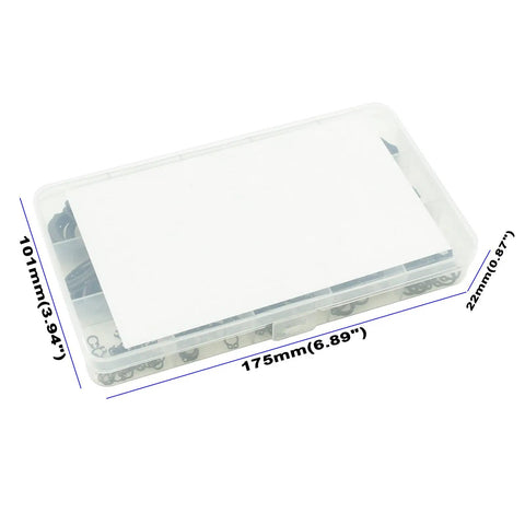 External Retaining Ring Kit With 320 Pieces In 15 Metric Sizes From 4mm To 28mm C Clips Assortment in plastic storage case.