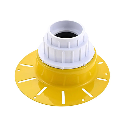 Premium Freestanding Tub Drain Kit With Tail Pipe Adapter For Bathtub Rough In Plumbing Connector No Sweat DIY Install State Standard P Trap Adapter solid yellow base with white connector for seamless bathtub installation.