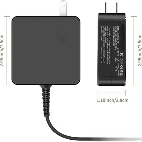 24V AC DC Power Adapter For Toast Printer Hub 24VDC 4A 96W Switching Mode Charger Cord dimensions shown from front and side views
