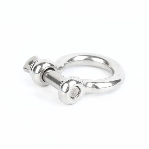 4 Pack 304 Stainless Steel Bow Shackle With Screw Pin Tough As Nails Heavy Duty D Ring Anchor Quick Secure Rigging For Marine Decking And Outdoor Construction Chain Links, close-up view.