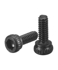 50 Piece Kit of M1.4 by 5mm Hex Socket Head Cap Screws Made from Tough Carbon Steel with Wicked Smooth Black Finish showcasing two screws.