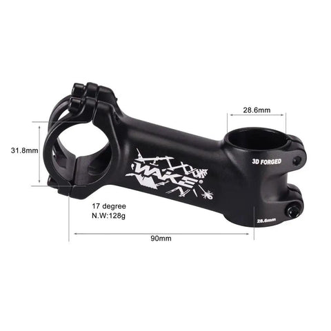 Ride-Ready 90mm 17 Degree MTB Stem With 31.8mm Clamp For Mountain, Road, BMX And Fixie Bikes Aluminum Alloy Black
