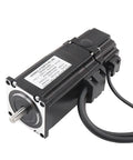 Servo motor 57EH76-YC-PD with CL57-BK driver; black metal body with front flange, shaft, and cables