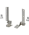 Set of 2 damping torque hinges, 304 stainless steel, with adjustable stop, left and right mounting plates.