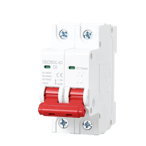 Straight Up Rock Solid MCB Circuit Breaker 1P 2P Overload Protection Switch featuring clear visual status window and red toggle.