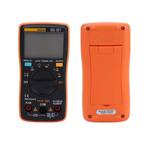 Front and back of True RMS Digital Multimeter Go-To Tool For AC DC Voltage And Current, Handy Ohms Meter With Auto Range