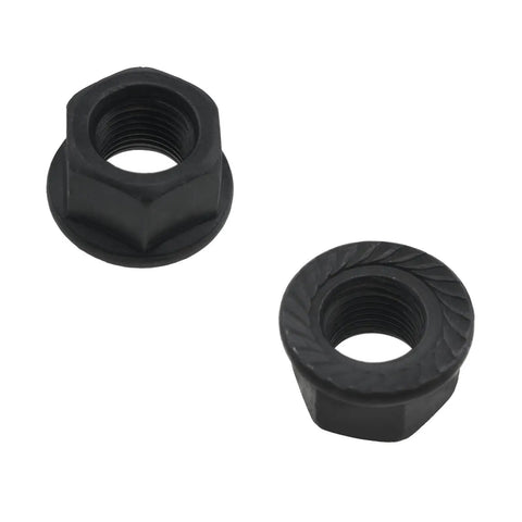 Close-up of flange nuts from Three Eighths Inch Bike Axle Nut and Hub Washer Kit for Front and Rear Wheels Ride Ready Heavy Duty