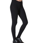 Side view of Ride-Ready Women's Padded Cycling Tights With 6-Panel Comfort, 28 Inch Inseam Breakaway Bike Pants, Elastic-Free Waistband.