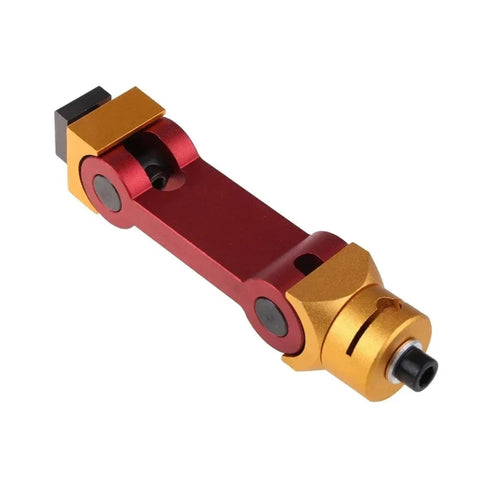 Built Tough Cnc Mill Machine Positioner Precision Work Stop Locator with red and gold aluminum construction for CNC setups.