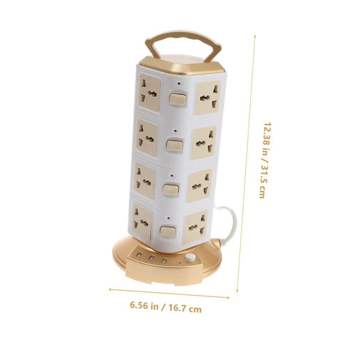 Top Shelf Vertical Power Strip With Usb Charging Ports Smart Surge Protector Outlet Tower Space Saving Wall Block Adapter, compact design.