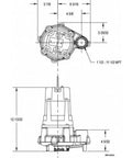 Heavy Duty 1 Hp Submersible Sump Pump For Basement Dry Outs And Waste Water Removal Handles The Heavy Lifting Cast Iron Housing With Solid 115 V Power Unit No Switch Included top view technical drawing with dimensions.