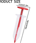 Handheld Seed Spreader And Manual Planter Tool With Ergonomic Grip For Lawn Backyard Garden Park And Outdoor Use Precise Planting Depth And Easy Spacing Reusable Dibber Style Seeder For Vegetables And Flowers showing product size with red ergonomic handle.