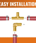 Brass Crimp Fittings 50 Pack For PEX Pipe 1/2 Inch With 90 Degree Elbow And Tee Kit No Lead, Corrosion Resistant Plumbing Connectors