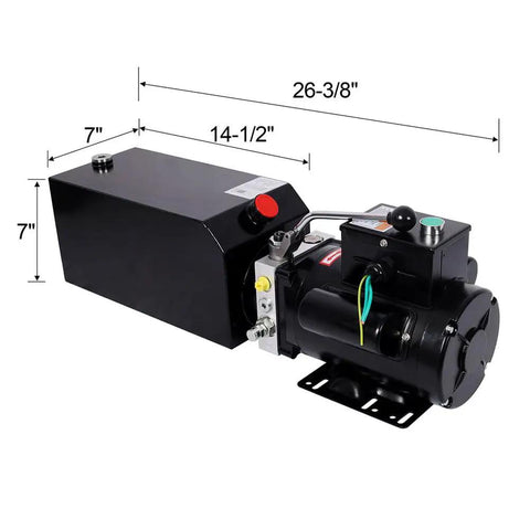Stanss Single Acting Hydraulic Power Unit With 10 Quart Steel Reservoir Pump Safety Relief Valve and SAE Connector for Dump Trailer Lift Gate Heavy Duty Hydraulic Equipment