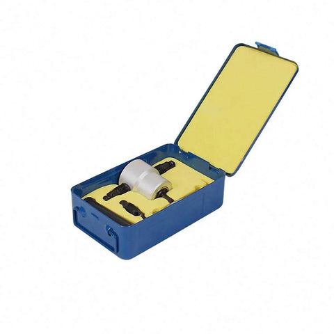 Double Head Metal Nibbler Cutter Set With Box For Sheet Metal, Drill Attachment Nibbler Saw, in blue and yellow storage case