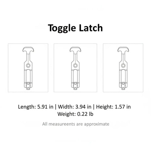 Diagram of Heavy Duty Pull To Lock Toggle Latch With Rubber Hook For Cabinets And Furniture Fits Toolboxes And Storage Cases Plastic Construction.