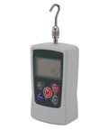 Portable Push Pull Force Gauge For Quick Tension Testing Battery Powered Mini Dynamometer With Built In Sensor 50 To 500N compact gray aluminum body with hook, front display, for QC and material testing