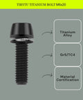 Titanium M6x20mm Bolts 6 Pack Beefy Yet Lightweight For Bikes And Motors Hex Tapered Head Screws With Washer Corrosion Resistant