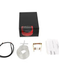 Tinted Seven Color Turbo Boost And Vacuum Gauge Kit For Turbo Cars 0 To 30 PSI Boost And Negative Thirty To Zero InHg Vacuum Mechanical Dial 52 Millimeter Real Time Readouts For Quick Boost Checks Easy Install, black box kit with hose and fittings