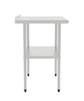 Stainless Steel Work Table With Back Panel And Undershelf 36 Inches Built Tough For Kitchen Restaurant Garage Or Workshop Scratch And Rust Resistant Easy To Clean NSF Certified, side view