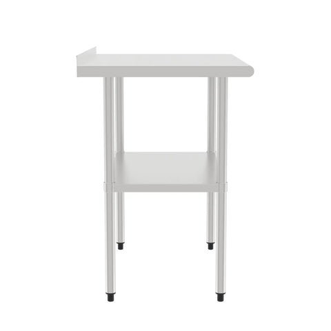 Stainless Steel Work Table With Back Panel And Undershelf 36 Inches Built Tough For Kitchen Restaurant Garage Or Workshop Scratch And Rust Resistant Easy To Clean NSF Certified, side view