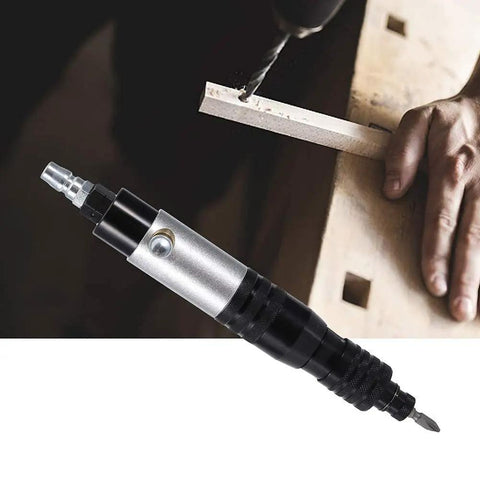 Beefy Portable Pneumatic Screwdriver for Quick Fastening and Dismantling Screws, Lightweight air powered tool in use on wood plank