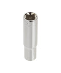Deep Metric Socket For Three Eighths Inch Drive 6 Point 10mm With Full Polish Chrome Finish shown vertically