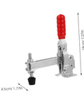 Side view of Fixed Toggle Clamp Set With Rubber Tips, Quick Release Woodworking Hold Downs For Workshop Workholding And Welding Fixtures, iron, durable