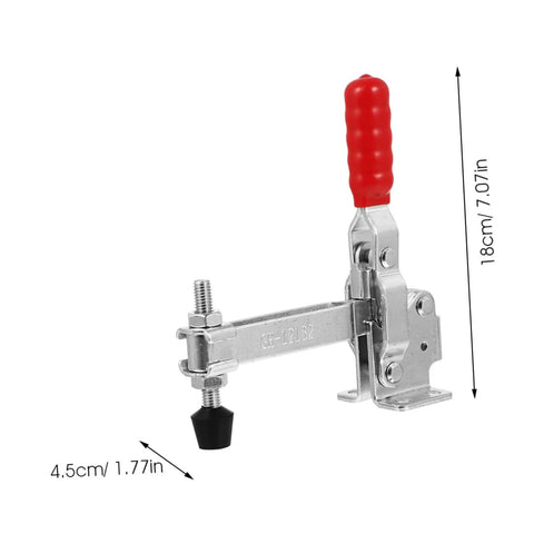Side view of Fixed Toggle Clamp Set With Rubber Tips, Quick Release Woodworking Hold Downs For Workshop Workholding And Welding Fixtures, iron, durable