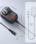 Universal 24W Multi Voltage AC DC Power Adapter With Adjustable 3V 4.5V 5V 6V 7.5V 9V 12V Output Up To 2A For Household Electronics Gadgets 100V To 240V Input, showing plug and DC cord.