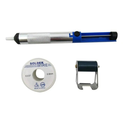 60W Soldering Iron Kit With Internal Heat Desoldering Pump Solder Wire Tweezers And Stand For Easy Electronics Repairs At Home Or Shop
