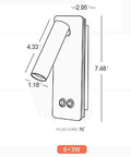 Diagram of Two In One LED Wall Lamp And Reading Light Sconces For Bedroom So Cozy Bedside Plug In Set Of Two Black 3W And 6W