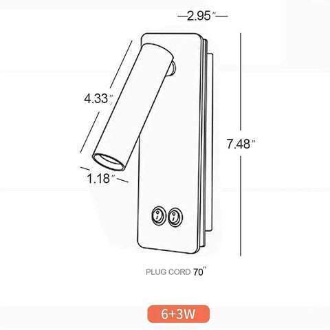 Diagram of Two In One LED Wall Lamp And Reading Light Sconces For Bedroom So Cozy Bedside Plug In Set Of Two Black 3W And 6W